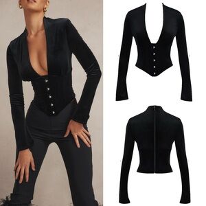 House of CB Leonora Black Velvet corset